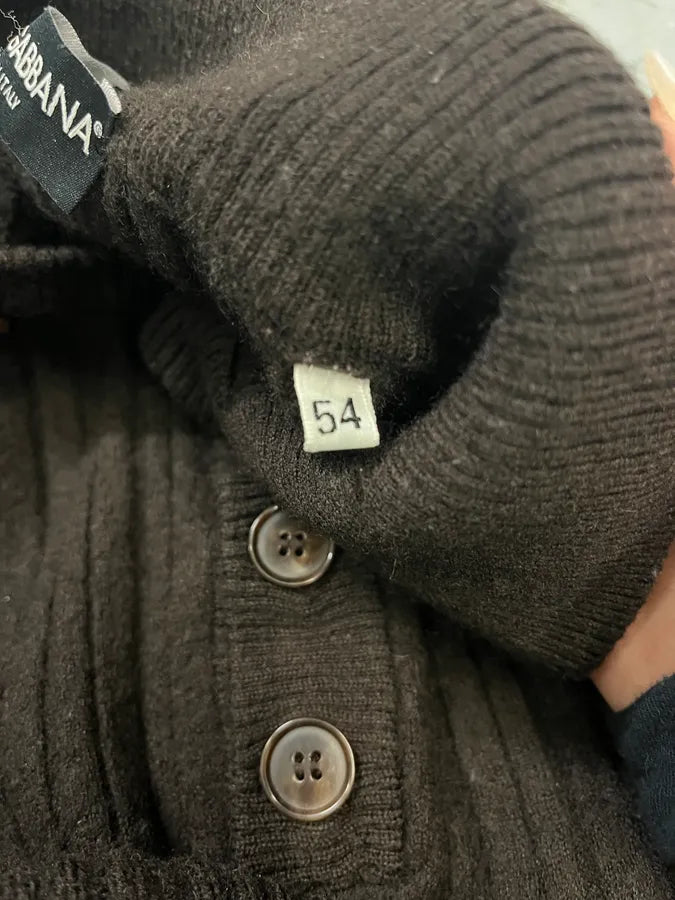 AW2008 Dolce & Gabbana Buttoned Brown Wool Sweater brLpkYv 4