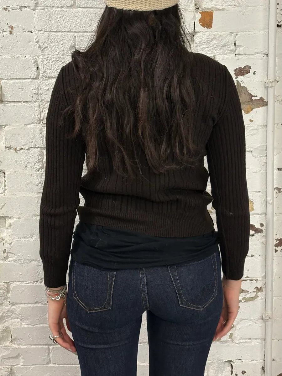 AW2008 Dolce & Gabbana Buttoned Brown Wool Sweater brLpkYv 1