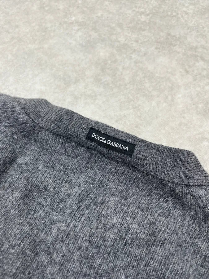 2000s Dolce & Gabbana Buttoned Grey Wool Henley Sweater eJqEpQY 7