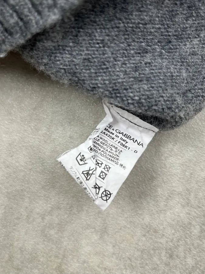 2000s Dolce & Gabbana Buttoned Grey Wool Henley Sweater eJqEpQY 8