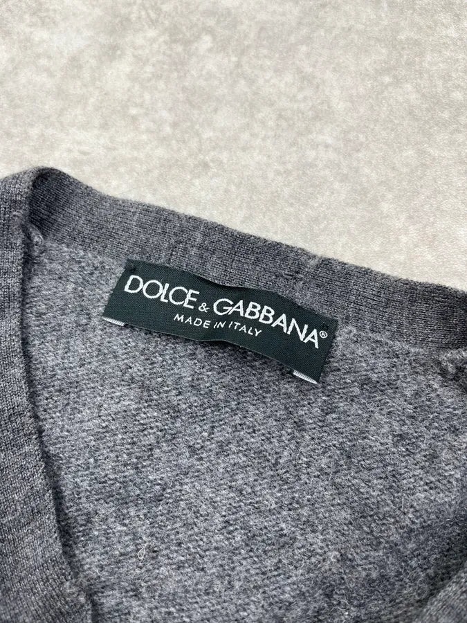 2000s Dolce & Gabbana Buttoned Grey Wool Henley Sweater eJqEpQY 9