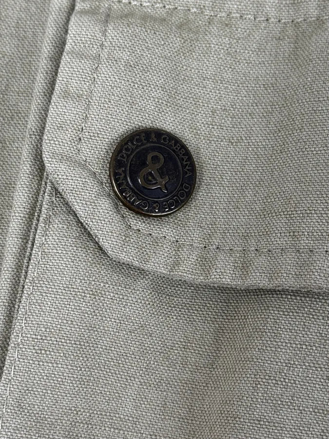 2000s Dolce & Gabbana Buttoned Multi-Pocket Beige Jacket dsxdjIX 8
