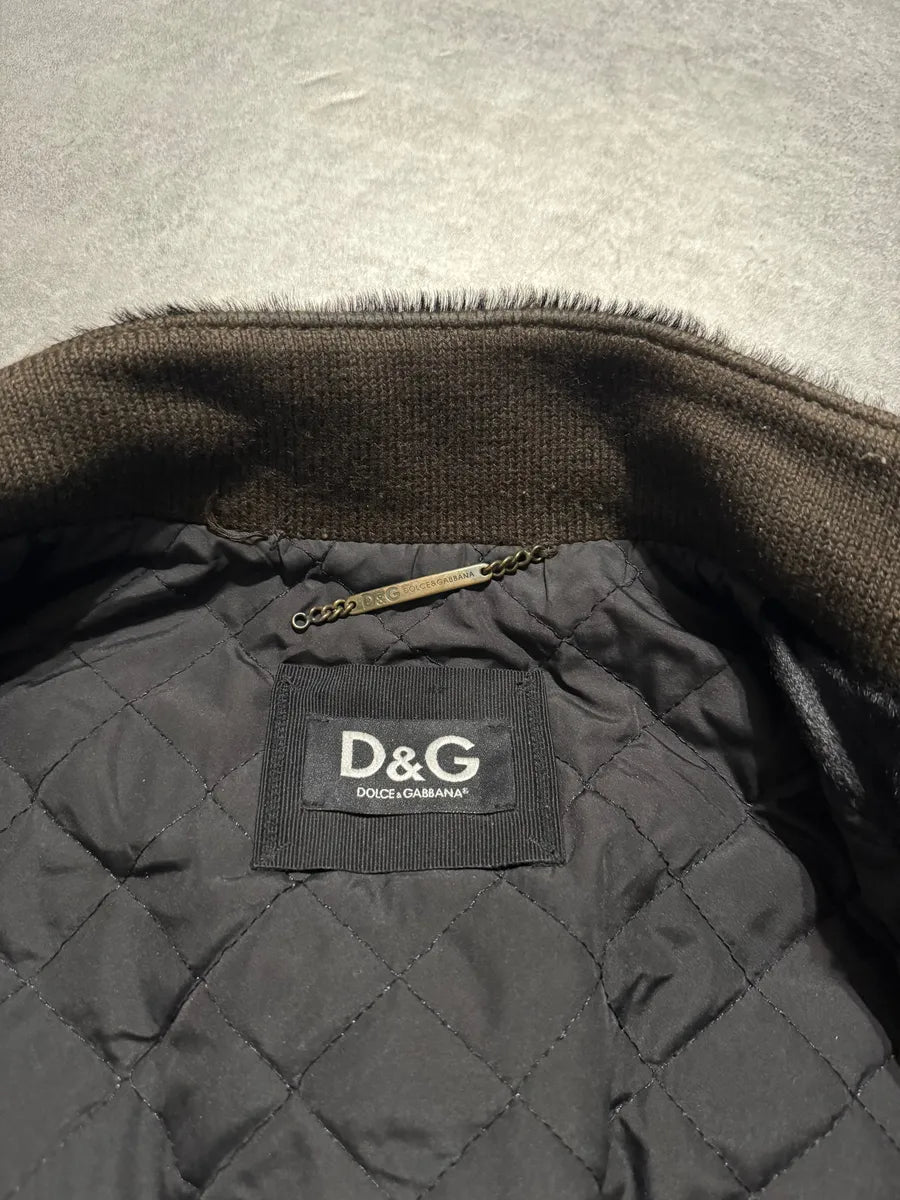 2000s Dolce & Gabbana Calf Lamb Black Fur Leather Italian Jacket YRXPRFK 6