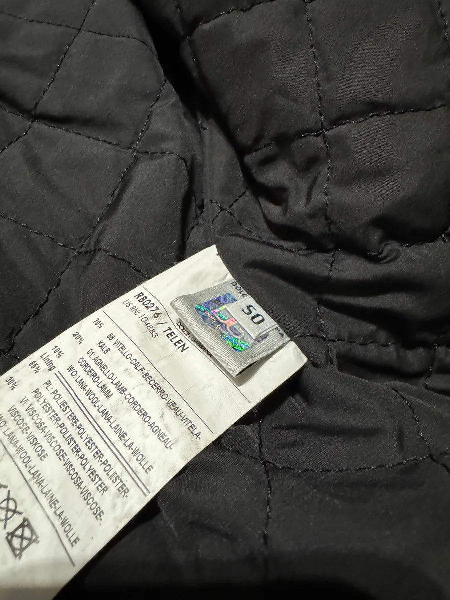 2000s Dolce & Gabbana Calf Lamb Black Fur Leather Italian Jacket YRXPRFK 7