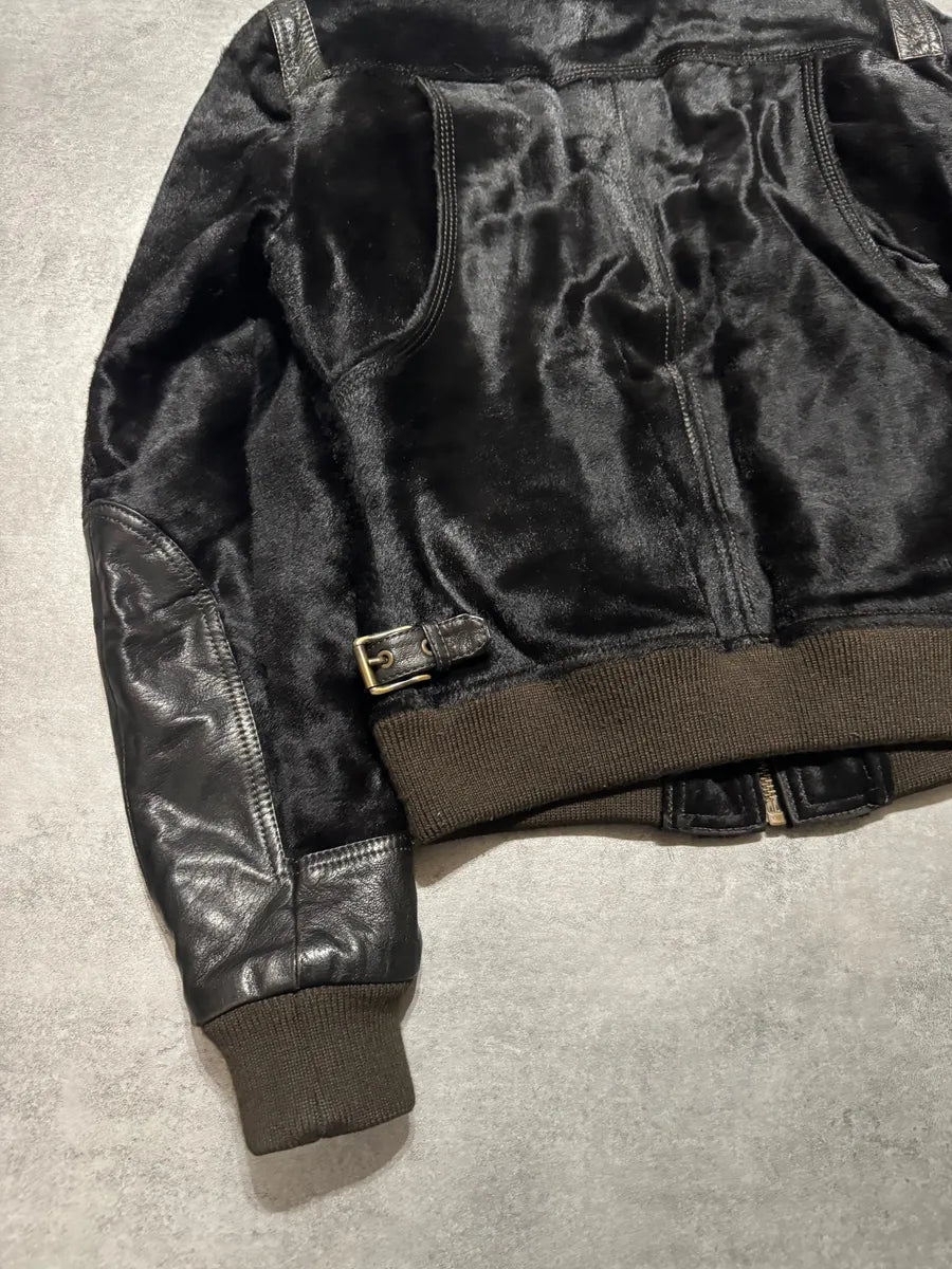 2000s Dolce & Gabbana Calf Lamb Black Fur Leather Italian Jacket YRXPRFK 8