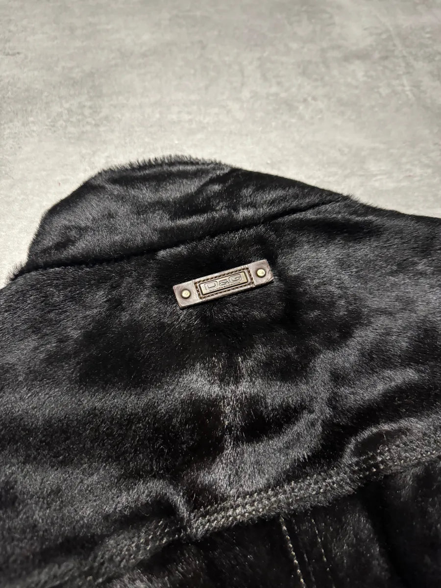 2000s Dolce & Gabbana Calf Lamb Black Fur Leather Italian Jacket YRXPRFK 9