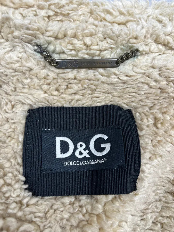 2000s Dolce & Gabbana Camel Beige Aviator Shearling Leather Jacket VAJPHeW 8