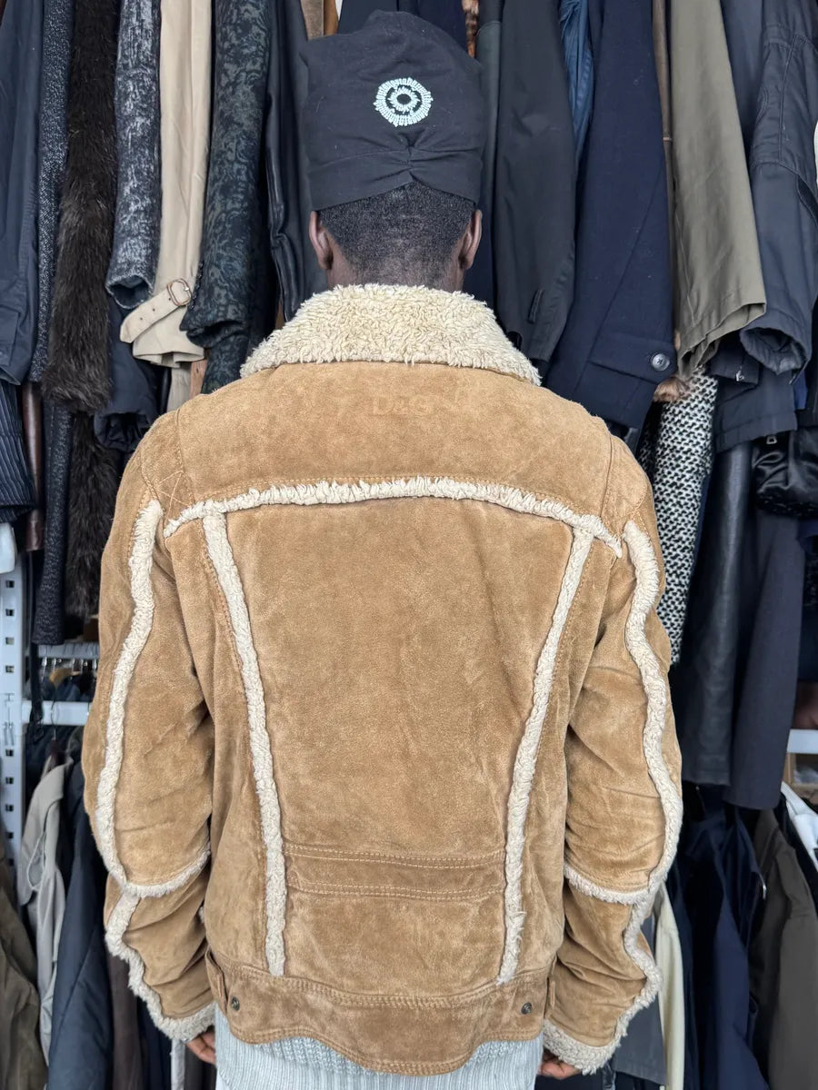 2000s Dolce & Gabbana Camel Beige Aviator Shearling Leather Jacket VAJPHeW 2