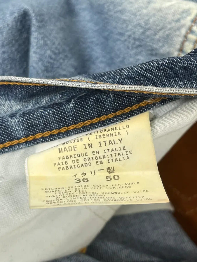 2000s Dolce & Gabbana Camel Blue Hybrid Leather Denim Jeans OXBVObD 12