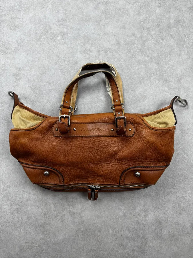 AW2003 Dolce & Gabbana Camel Down Miss Pocket Leather Handle Bag JjxTiYt 2