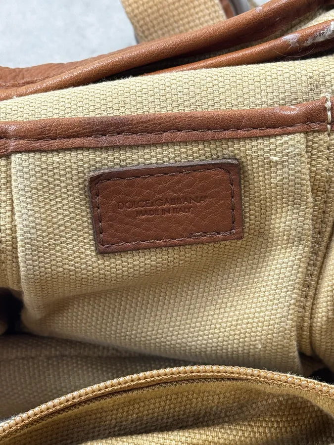 AW2003 Dolce & Gabbana Camel Down Miss Pocket Leather Handle Bag JjxTiYt 13