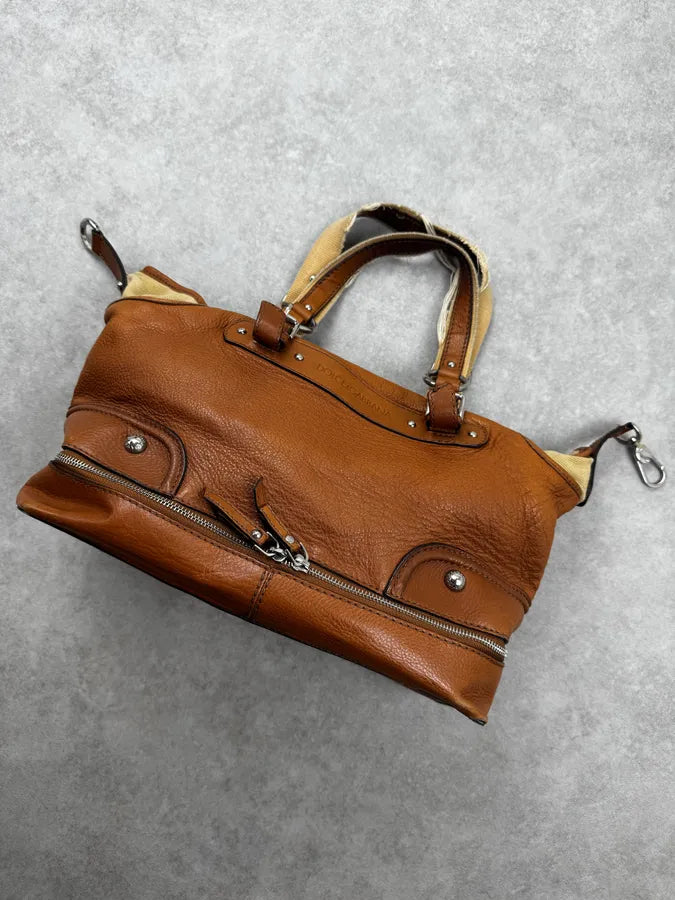 AW2003 Dolce & Gabbana Camel Down Miss Pocket Leather Handle Bag JjxTiYt 6
