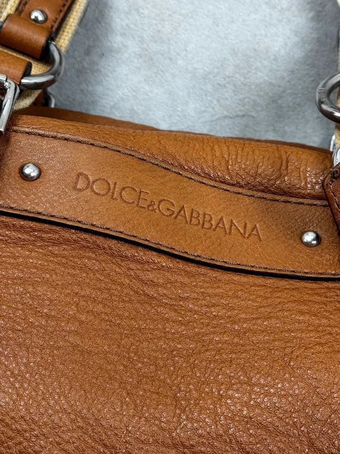 AW2003 Dolce & Gabbana Camel Down Miss Pocket Leather Handle Bag JjxTiYt 8