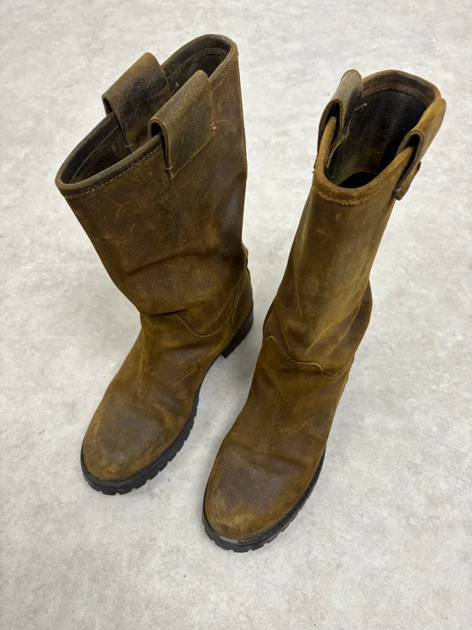 2000s Dolce & Gabbana Camel Eroded Leather Boots vwVdtDe 2