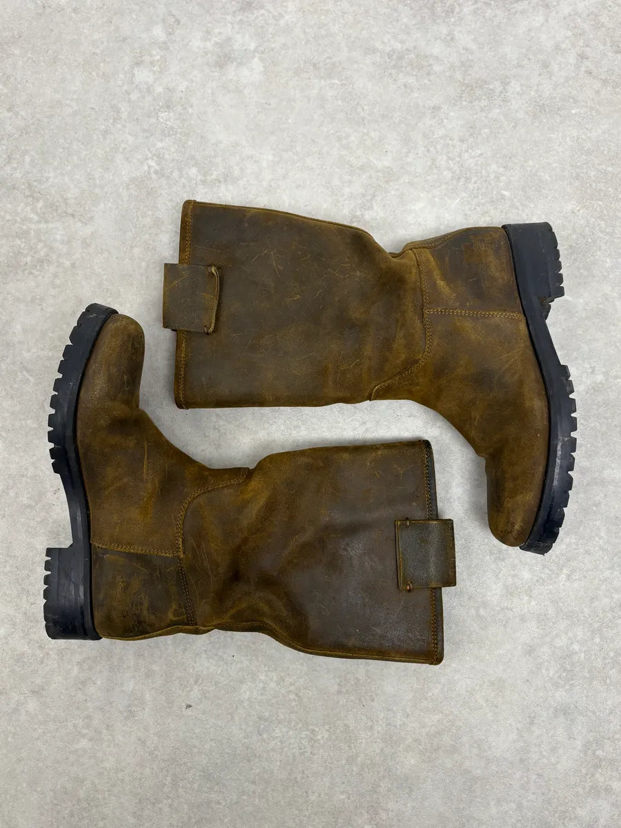 2000s Dolce & Gabbana Camel Eroded Leather Boots vwVdtDe 3