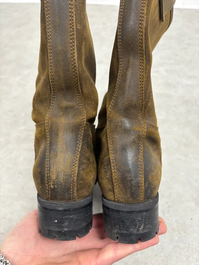 2000s Dolce & Gabbana Camel Eroded Leather Boots vwVdtDe 4