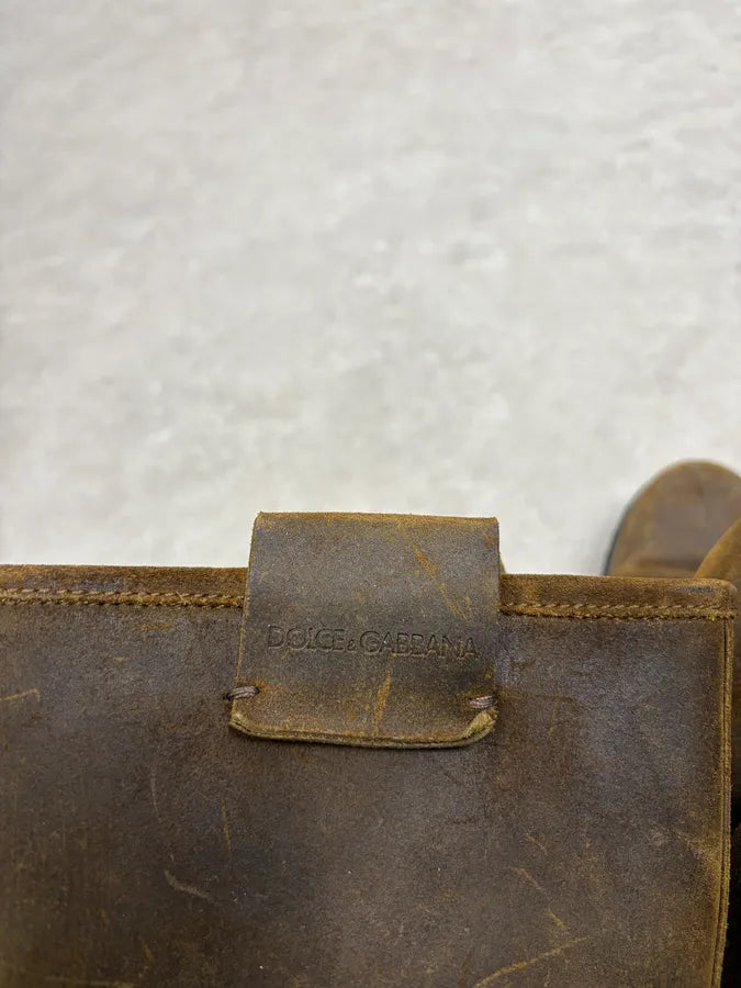 2000s Dolce & Gabbana Camel Eroded Leather Boots vwVdtDe 7