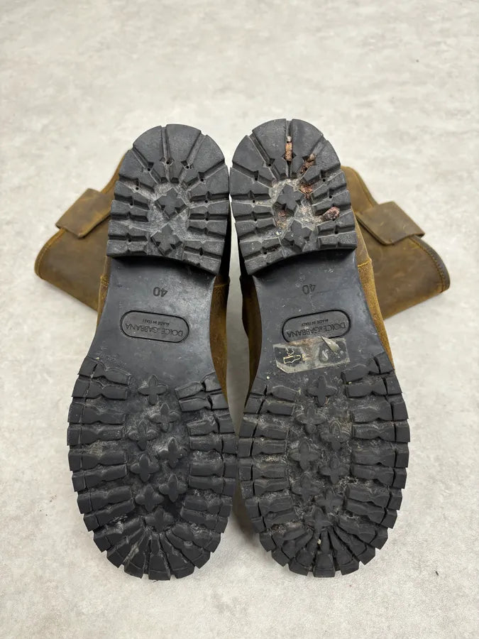 2000s Dolce & Gabbana Camel Eroded Leather Boots vwVdtDe 8