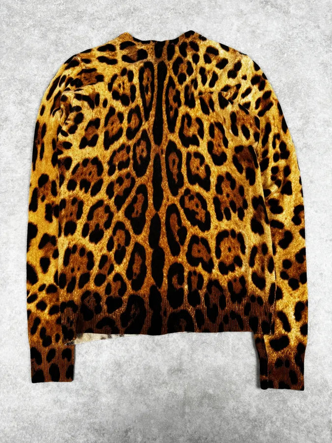 SS2005 Dolce & Gabbana Camel Leopard Cashmere Cardigan gwiaLMH 3