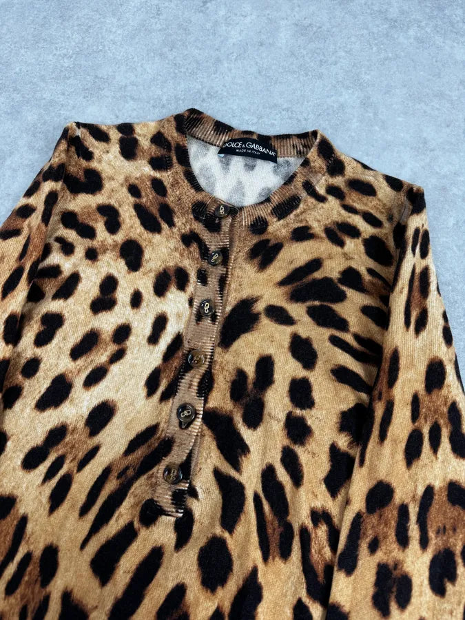 SS2005 Dolce & Gabbana Camel Leopard Cashmere Cardigan gwiaLMH 4