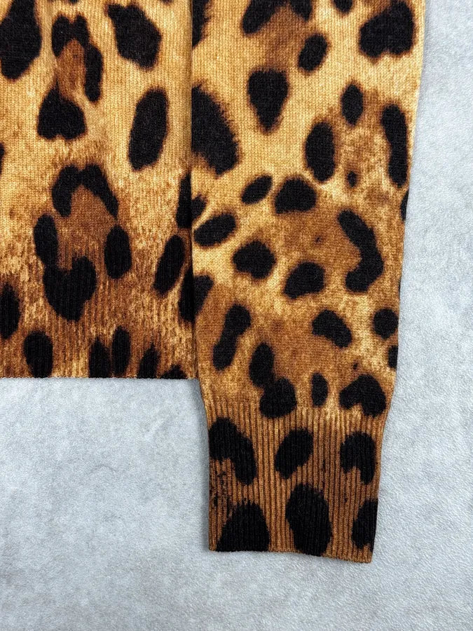 SS2005 Dolce & Gabbana Camel Leopard Cashmere Cardigan gwiaLMH 6