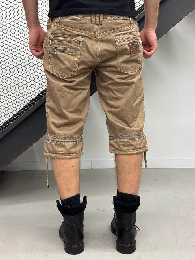 SS2008 Dolce & Gabbana Camel Multi-Zip Denim Shorts iNsugbO 3