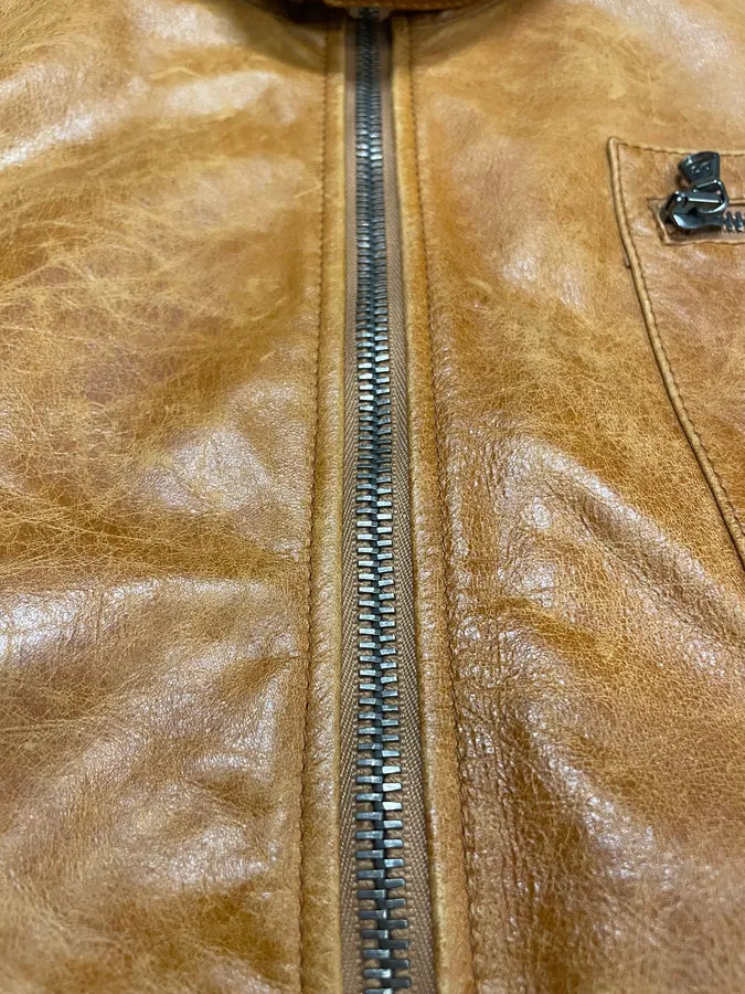 2000s Dolce & Gabbana Camel Multi Zips Biker Leather Jacket (L) 5