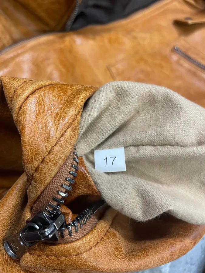 2000s Dolce & Gabbana Camel Multi Zips Biker Leather Jacket (L) 9