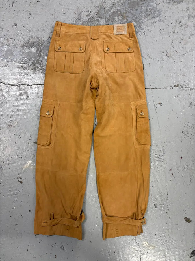 2000s Dolce & Gabbana Camel Suede Leather Cargo Pants NJsnYDf 5