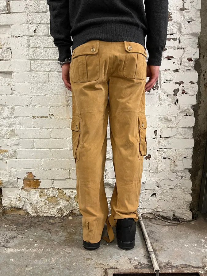 2000s Dolce & Gabbana Camel Suede Leather Cargo Pants NJsnYDf 2