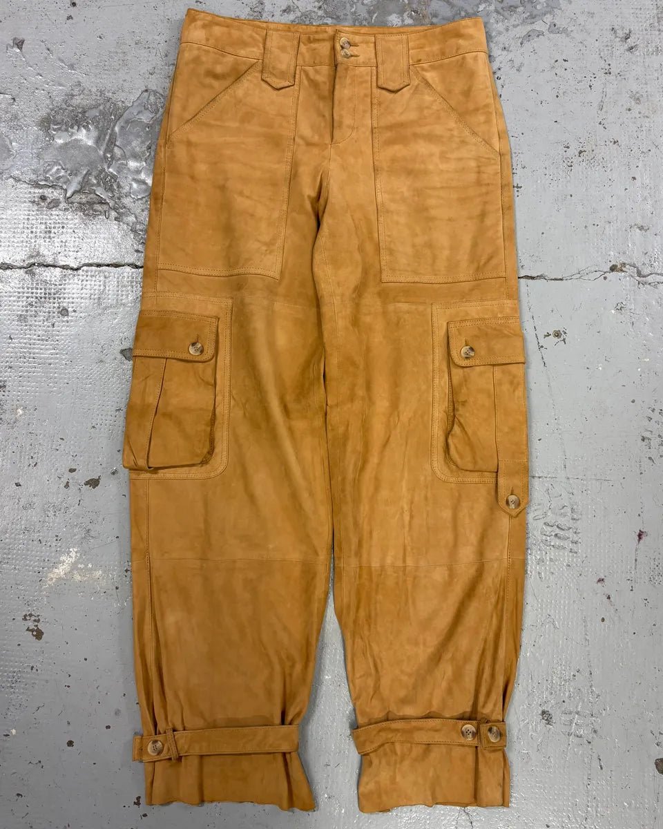 2000s Dolce & Gabbana Camel Suede Leather Cargo Pants NJsnYDf 3