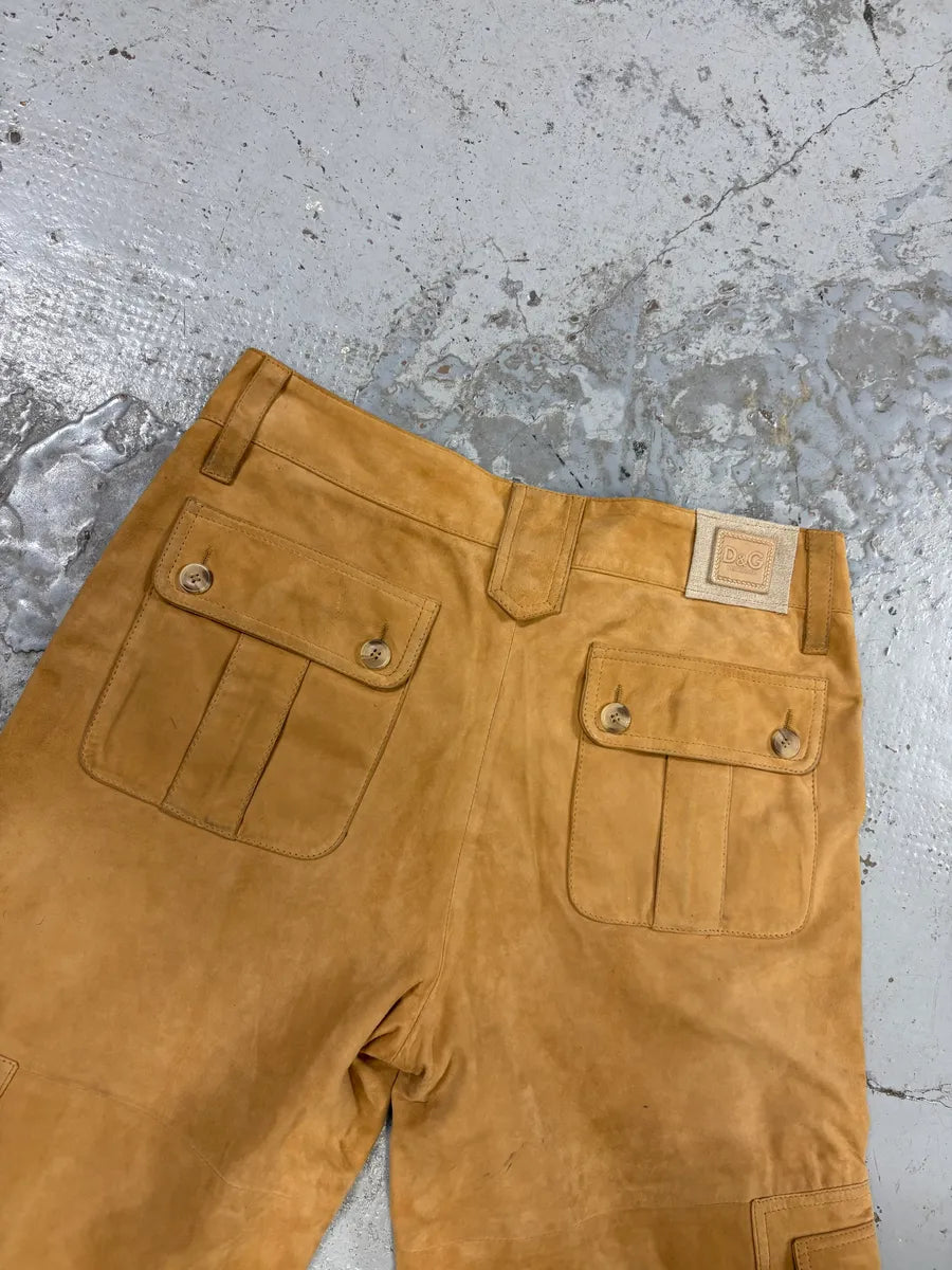2000s Dolce & Gabbana Camel Suede Leather Cargo Pants NJsnYDf 6