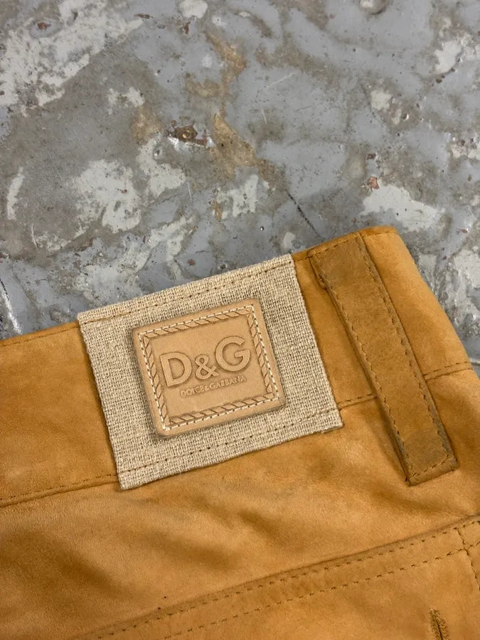 2000s Dolce & Gabbana Camel Suede Leather Cargo Pants NJsnYDf 7