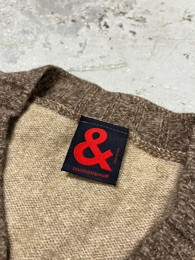2000s Dolce & Gabbana Camel V Sweater (M) UNUVhlF 6