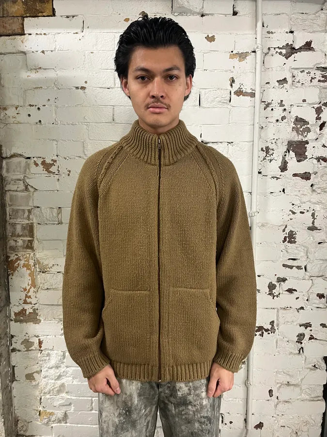 1990s Dolce & Gabbana Camel Wool Zip-Up Sweater zXDtHWz 1