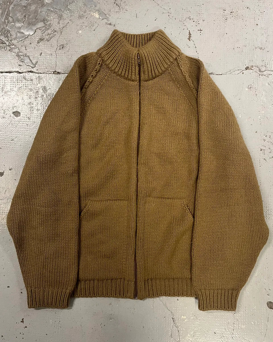1990s Dolce & Gabbana Camel Wool Zip-Up Sweater zXDtHWz 3