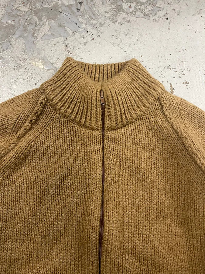 1990s Dolce & Gabbana Camel Wool Zip-Up Sweater zXDtHWz 4