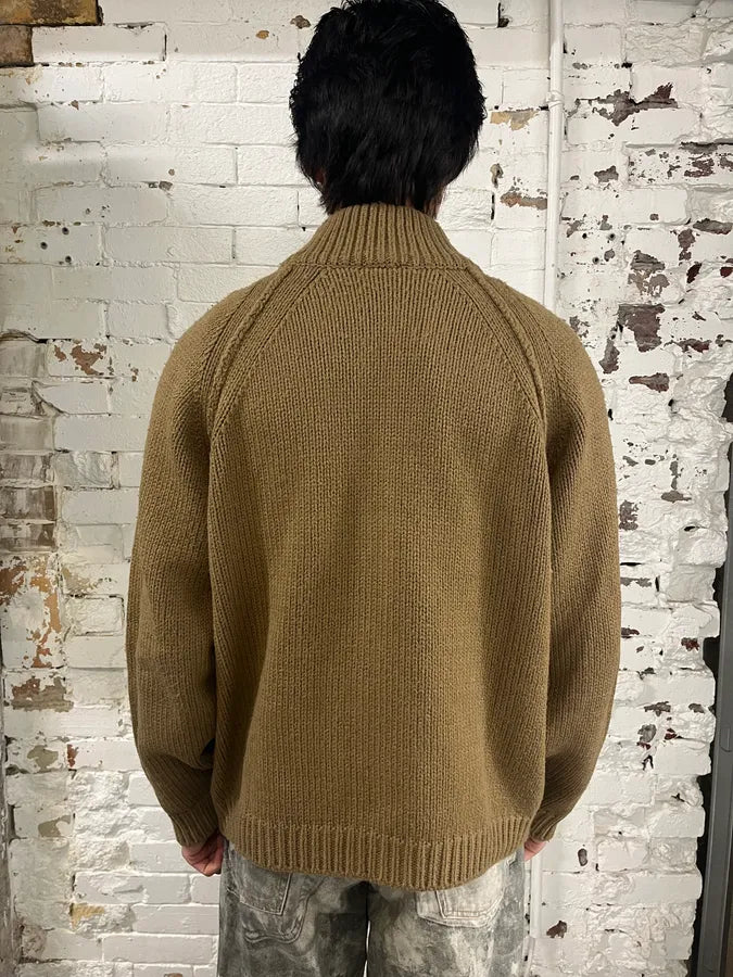 1990s Dolce & Gabbana Camel Wool Zip-Up Sweater zXDtHWz 2