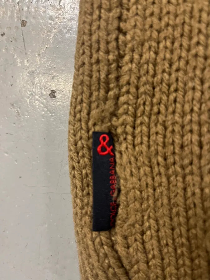 1990s Dolce & Gabbana Camel Wool Zip-Up Sweater zXDtHWz 8