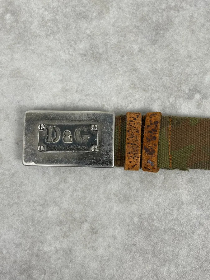 2000s Dolce & Gabbana Camo Green Canva Belt YafMyYo 4