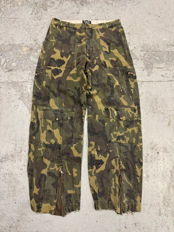 2000s Dolce & Gabbana Camo Khaki Cargo Pants MxMxlCu 0