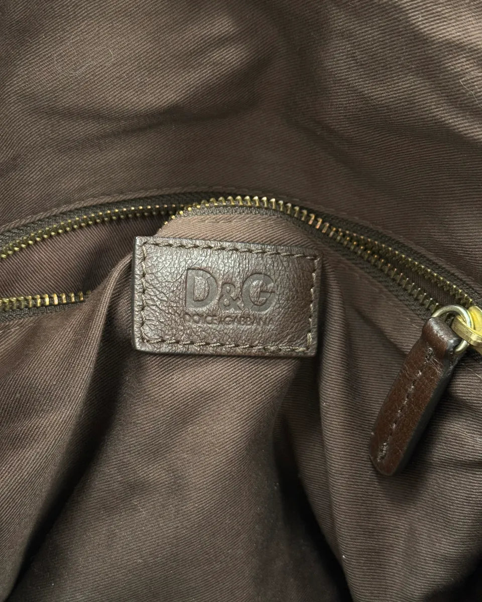 2000s Dolce & Gabbana Canvas Leather Studded Shoulder Bag qDtqKJh 10
