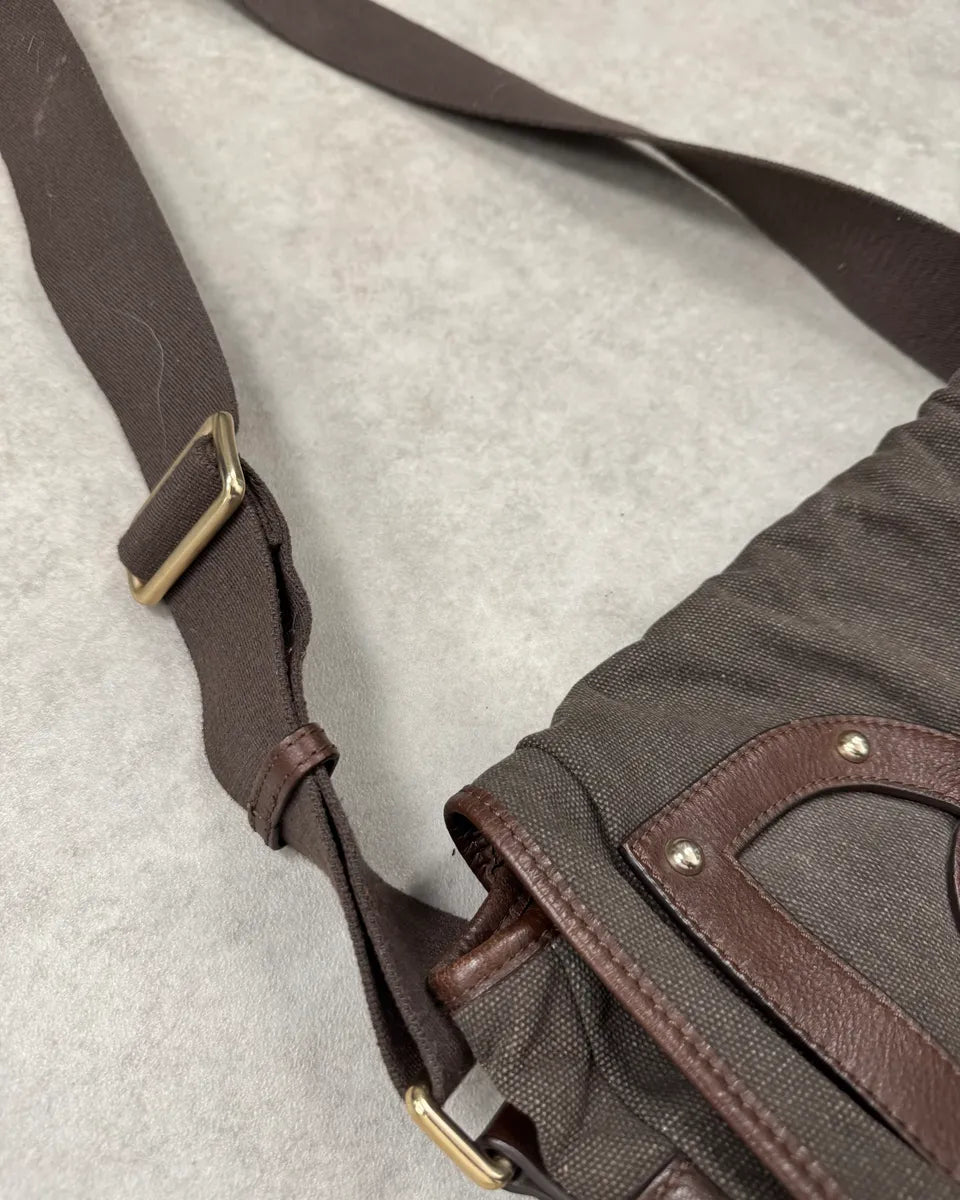 2000s Dolce & Gabbana Canvas Leather Studded Shoulder Bag qDtqKJh 6