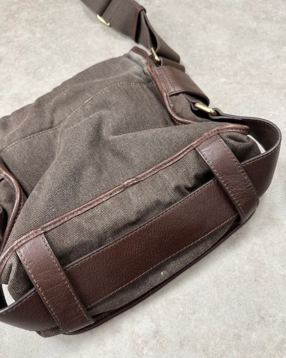 2000s Dolce & Gabbana Canvas Leather Studded Shoulder Bag qDtqKJh 9