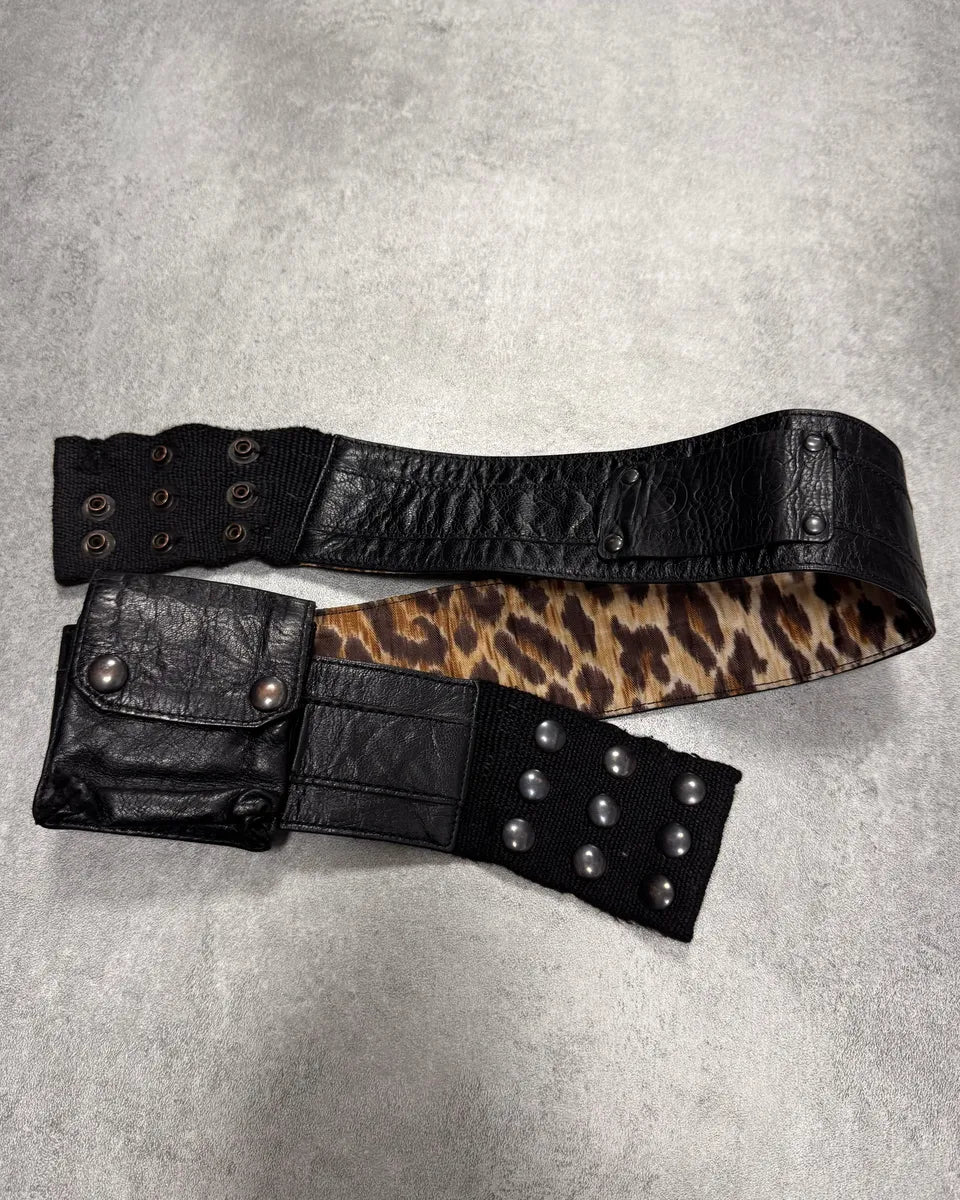 2000s Dolce & Gabbana Cargo Black Leather Butonned Belt WMWhkZP 0