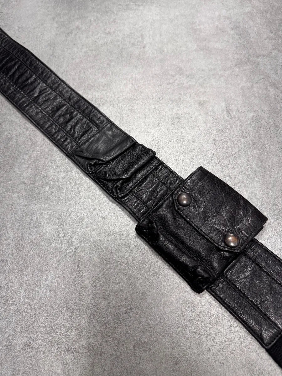 2000s Dolce & Gabbana Cargo Black Leather Butonned Belt WMWhkZP 1