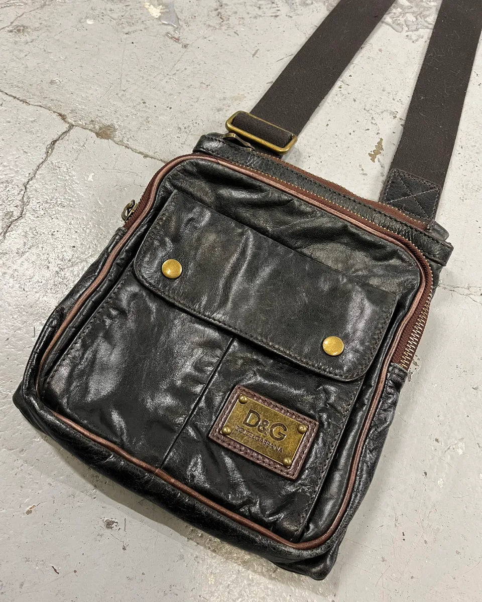 2000s Dolce & Gabbana Cargo Black Leather Shoulder Bag BQSVnKS 3