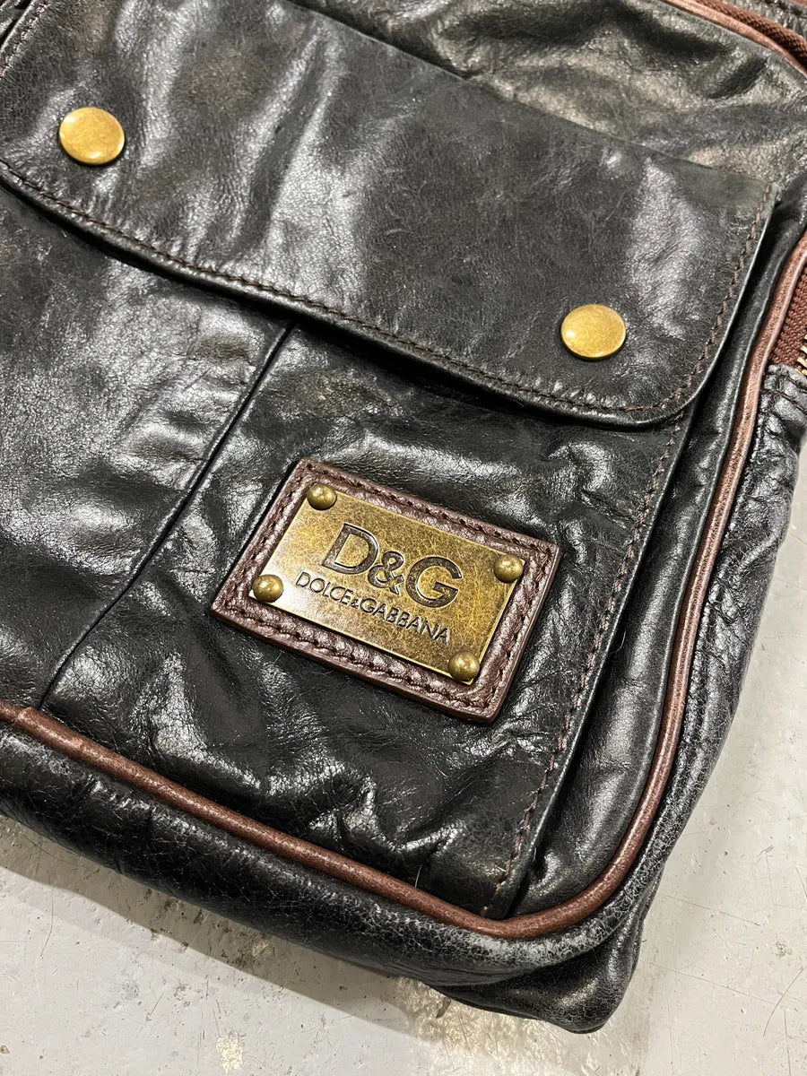 2000s Dolce & Gabbana Cargo Black Leather Shoulder Bag BQSVnKS 5