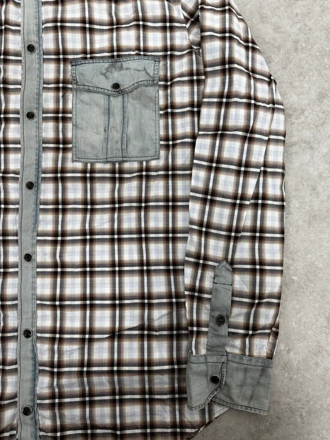 2000s Dolce & Gabbana Cargo Hybrid Checkered Brown & White Shirt UCFVZXn 7