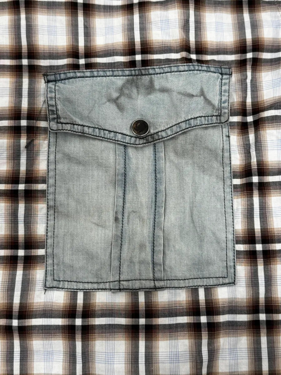 2000s Dolce & Gabbana Cargo Hybrid Checkered Brown & White Shirt UCFVZXn 9